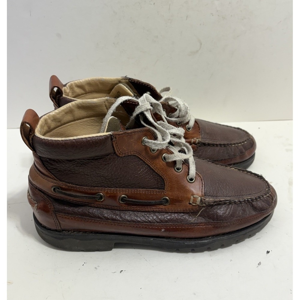 LL Bean Allagash Boots Men Shoes Brown Bison Leather Chukkas Gorpcore 8.5 EE